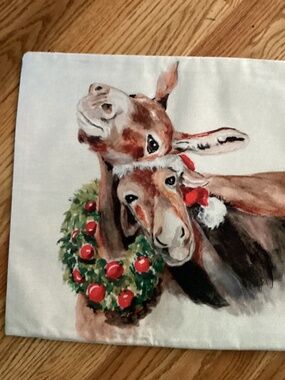 NEW Funny Pillow Cover, Christmas Donkeys